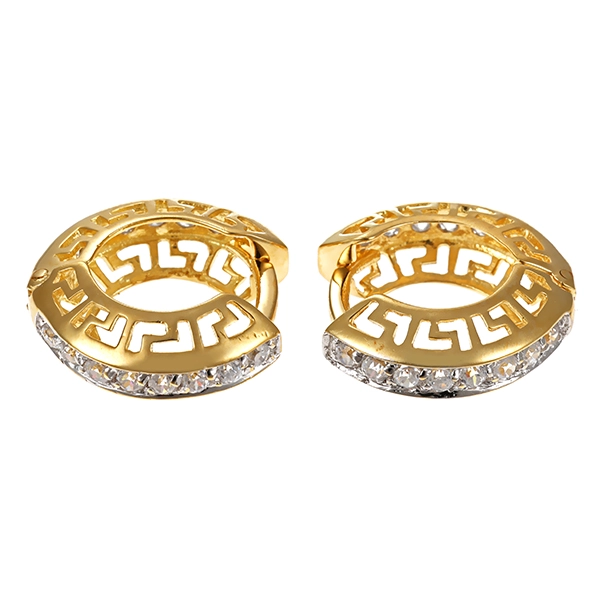 Creolen, 14K, Gelb-/Weißgold, Zirkonia