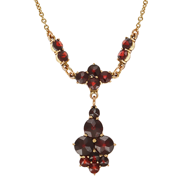 Collier, 8K, Gelbgold, Granat