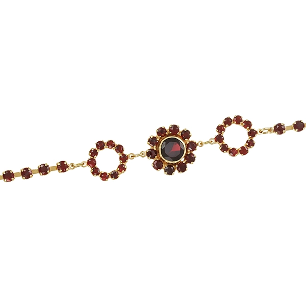 Armband, 8K, Gelbgold, Granat