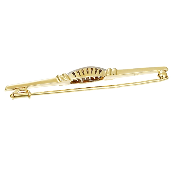 Brosche, 14K, Gelb-/Weißgold, Diamanten