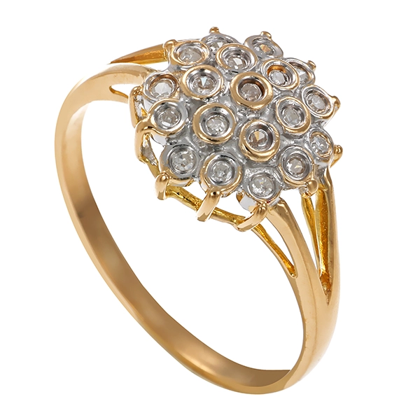 Diamantring, 14K, Gelb-/Weißgold, Diamanten