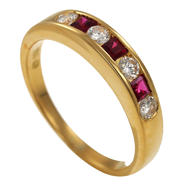 Ring, 18K, Gelbgold, Rubin, Brillant