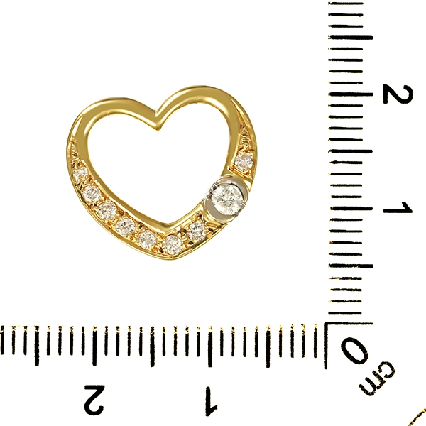 Anhänger, 14K, Gelb-/Weißgold, Brillanten, Herz