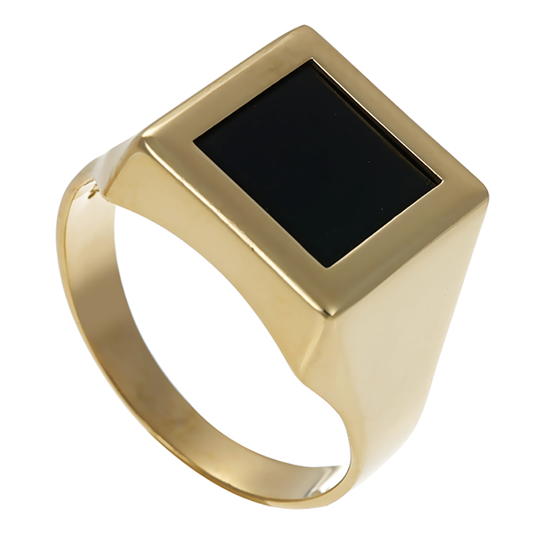 Herrenring, 8K, Gelbgold, Onyx