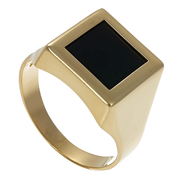 Herrenring, 8K, Gelbgold, Onyx