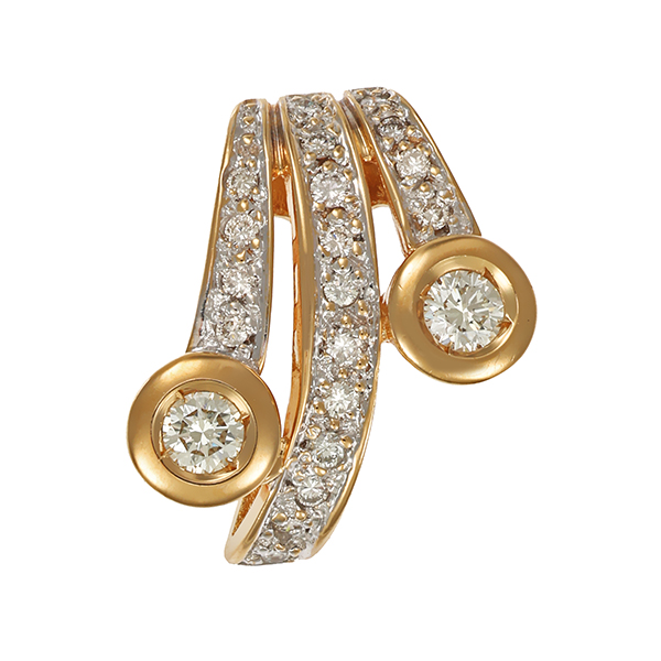 Anhänger, 14K, Gelbgold, 2 Brillanten zus ca 0,25ct, 19 Brillanten