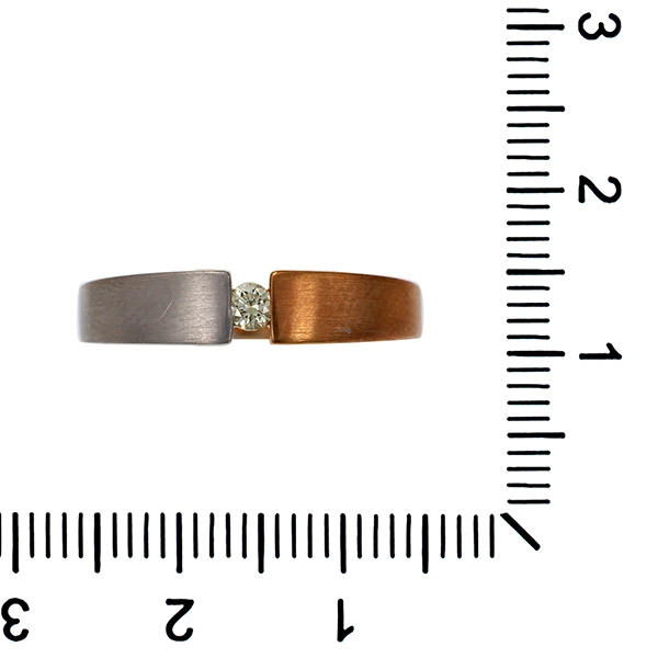 Diamantring, 9K, Weiß-/Rotgold, Brillant