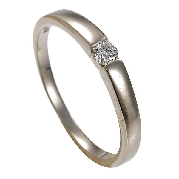 Brillantring, 14K, Weißgold, 0,10ct