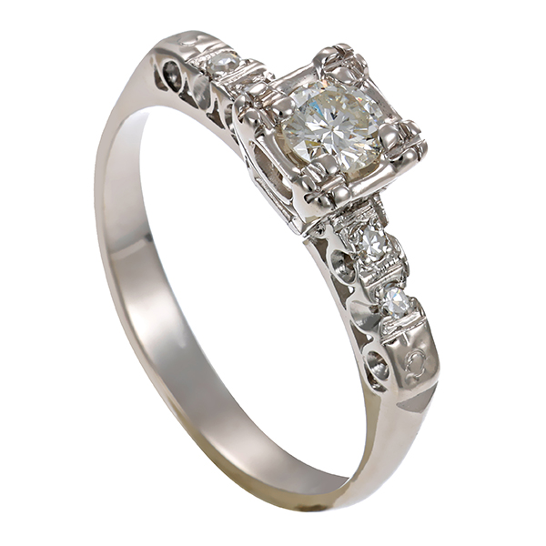 Diamantring, 18K, Weißgold, Brillant, Diamanten