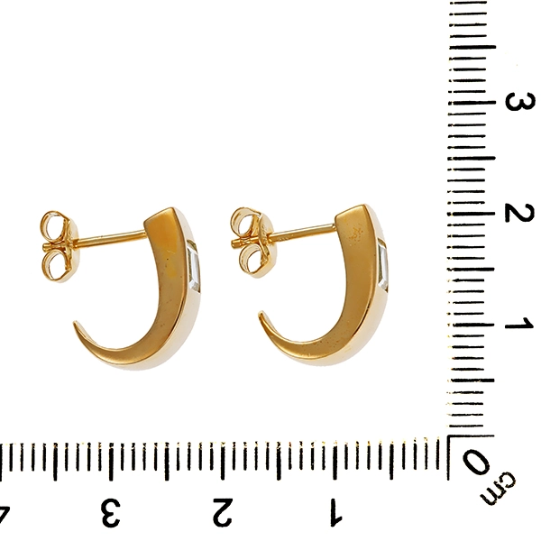 Steckcreolen, 8K, Gelbgold, Topas blau