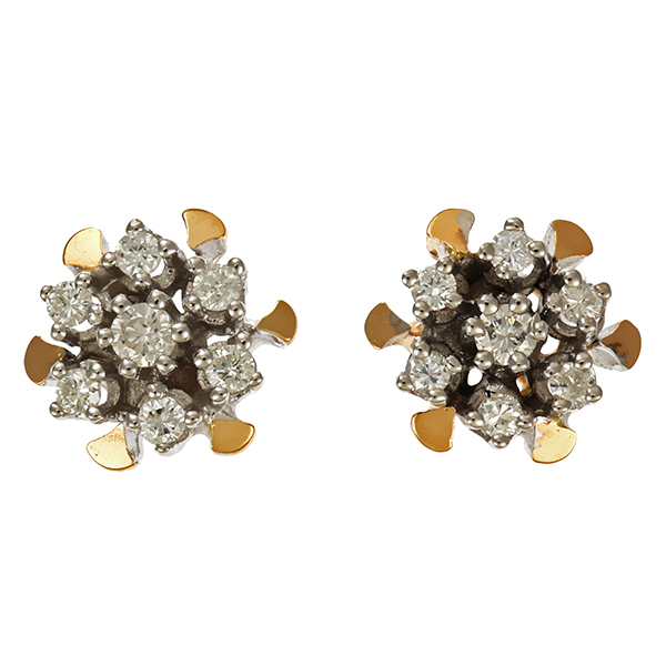 Ohrstecker, 14K, Gelb-/Weißgold, Diamanten