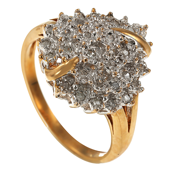 Diamantring, 8K, Gelb-/Weißgold, Diamanten