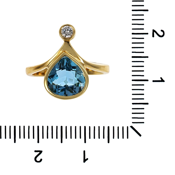 Ring, 14K, Gelbgold, Schmuckstein, Brillant