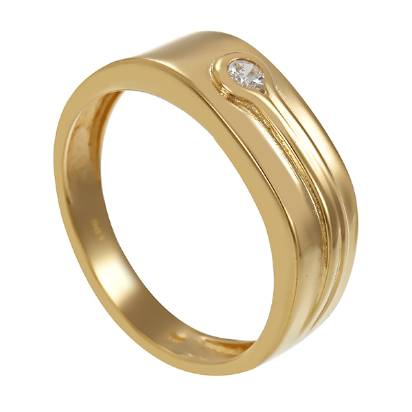Herrenring, 14K, Gelb-/Weißgold, Brillant