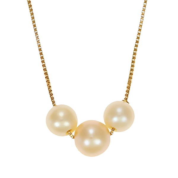 Collier, 14K, Gelbgold, Perlen