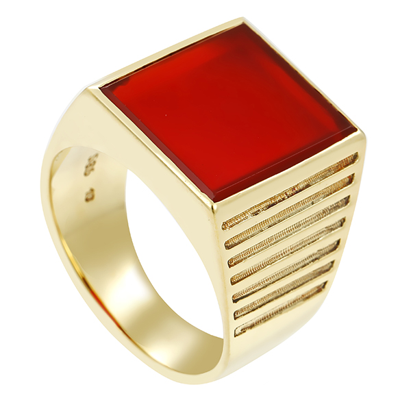 Herrenring, 14K, Gelbgold, Karneol
