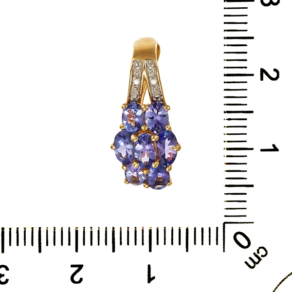 Anhänger, 14K, Gelbgold, Tansanit