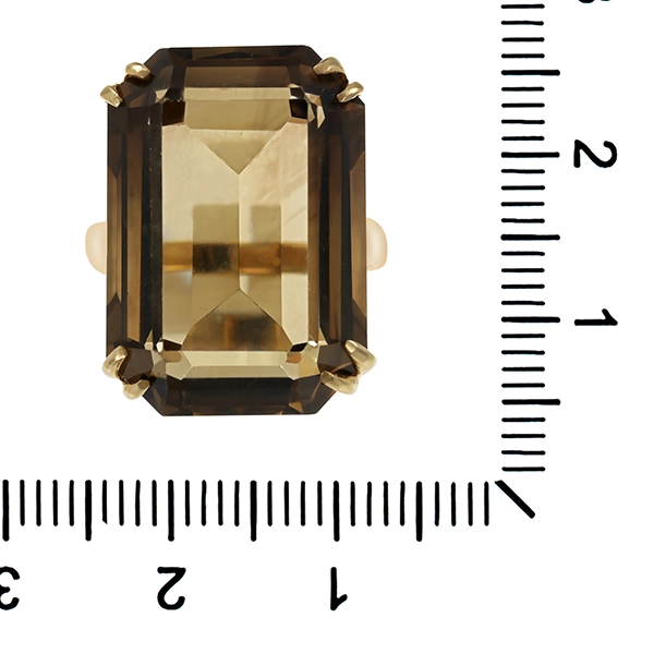 Ring, 9K, Gelbgold, Rauchquarz