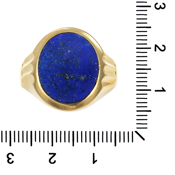 Herrenring, 14K, Gelbgold, Lapis