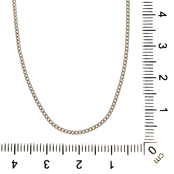 Collierkette, 14K, Weißgold, Flachpanzer-