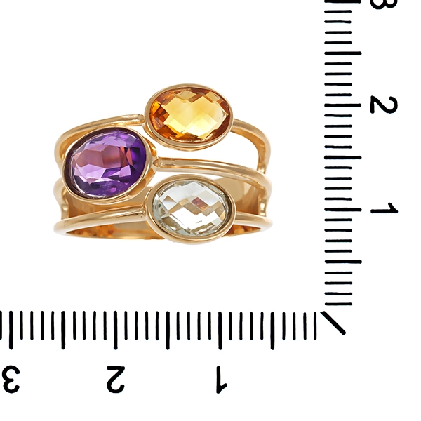 Ring, 14K, Gelbgold, diverse Edelsteine