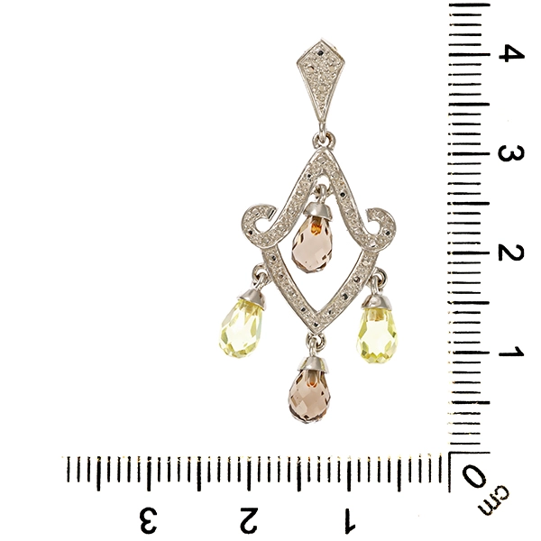 Anhänger, 8K, Weißgold, Quarz