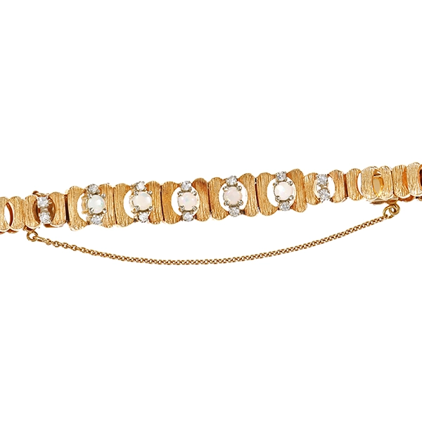 Armband, 14K, Gelb-/Weißgold, Opale, Brillanten