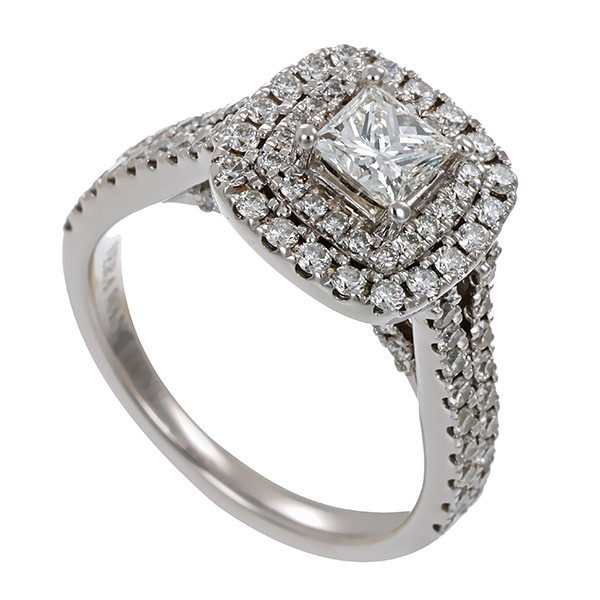 Brillantring, 14K, Weißgold, Diamant, Brillanten, Saphir
