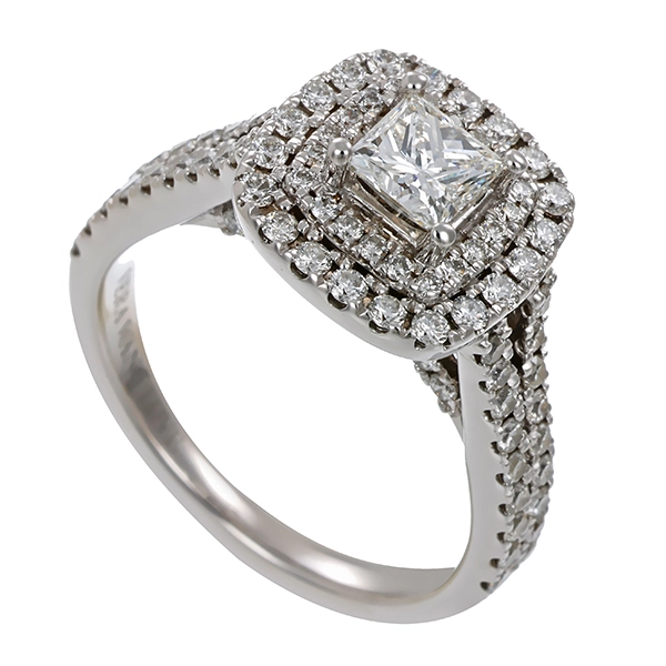 Brillantring, 14K, Weißgold, Diamant, Brillanten, Saphir