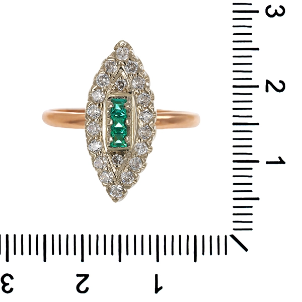 Ring, 14K, Rot-/Weißgold, Zirkonia