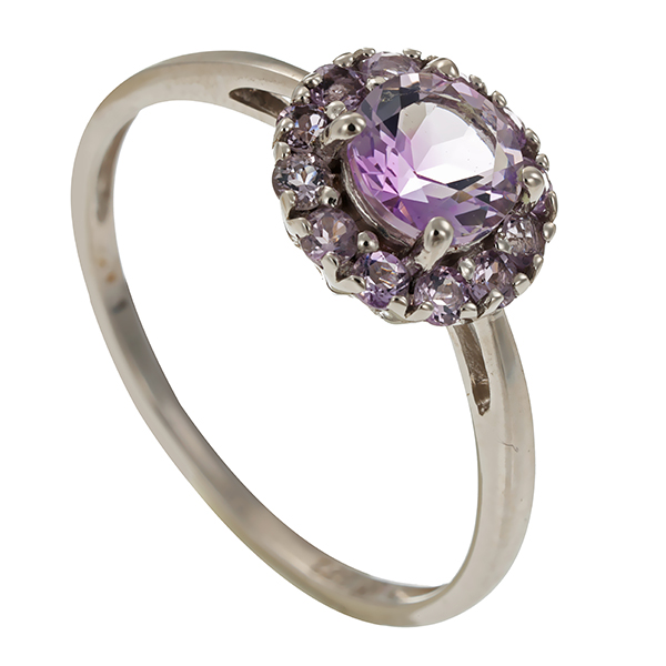 Ring, 8K, Weißgold, Amethyst