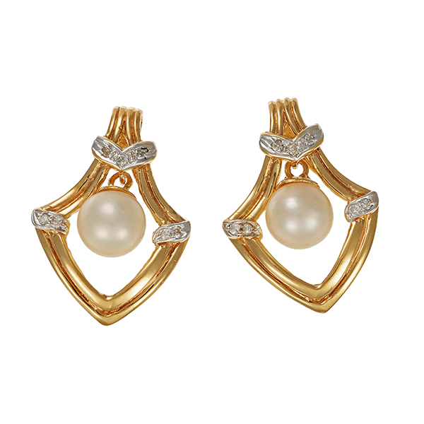 Steckhänger, 18K, Gelb-/Weißgold, Perle, Brillanten