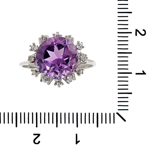 Ring, 14K, Weißgold, Amethyst, Diamanten