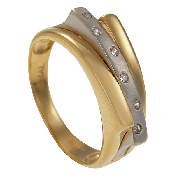 Ring, 14K, Gelb-/Weißgold, Zirkonia