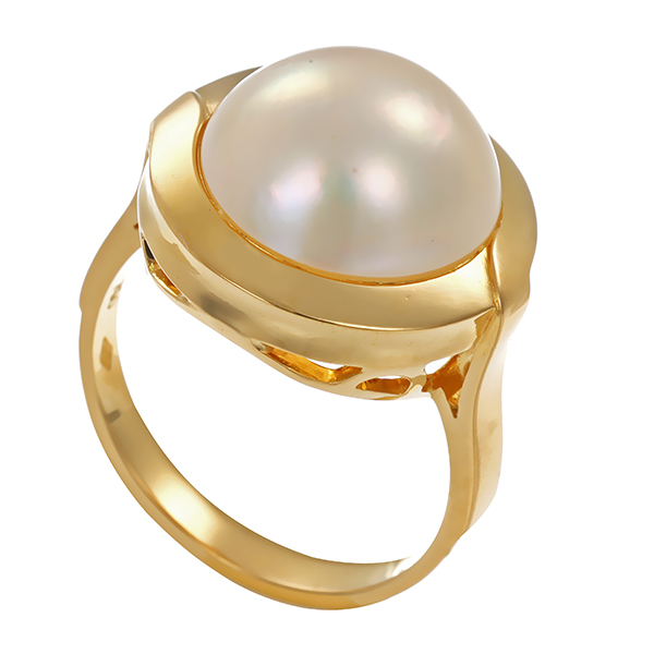 Ring, 18K, Gelbgold, Mabe-Perle