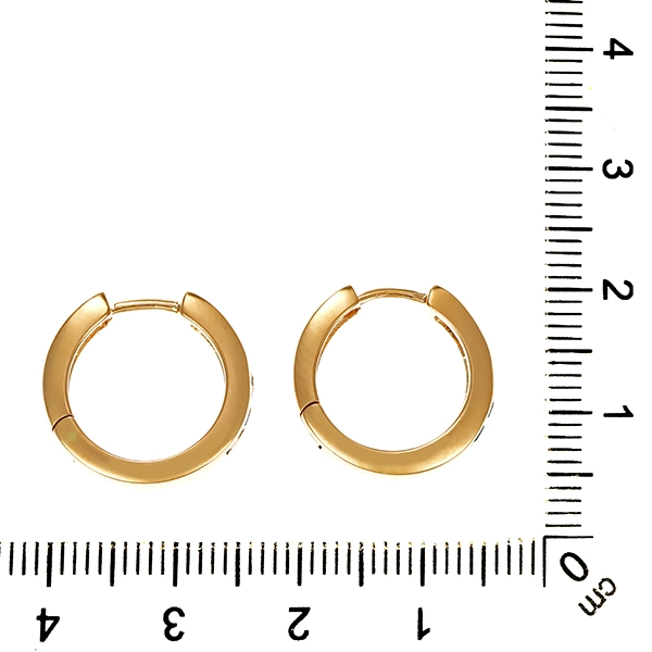 Creolen, 14K, Gelb-/Weißgold, Saphire, Brillanten