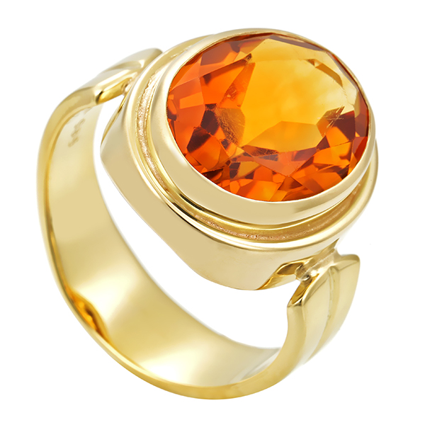 Ring, 14K, Gelbgold, Citrin