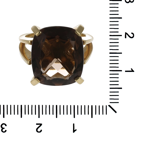 Ring, 14K, Gelbgold, Rauchquarz
