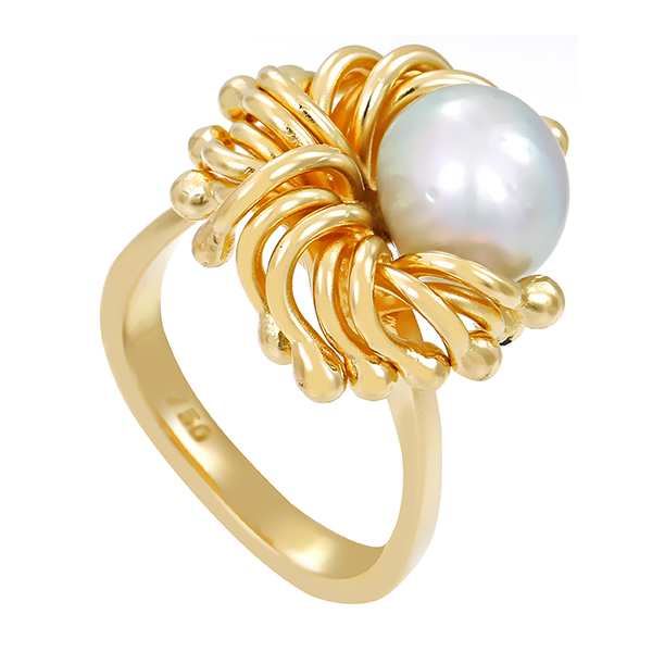 Ring, 18K, Gelbgold, Perle