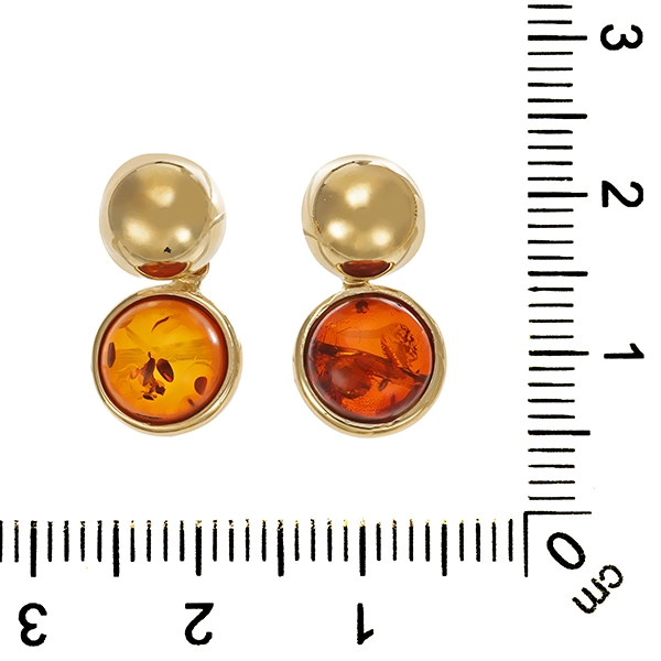 Ohrhänger, 14K, Gelbgold, 2 Bernsteine