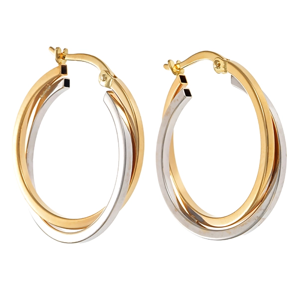 Creolen, 14K, Gelb-/Weißgold