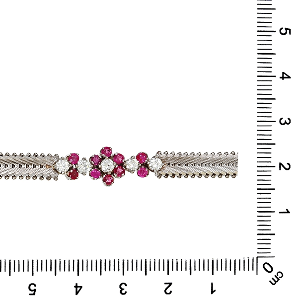 Armband, 18K, Weißgold, Brillanten, Rubine
