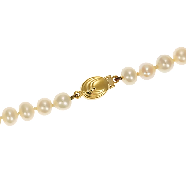 Perlenkette, 14K, Gelbgold