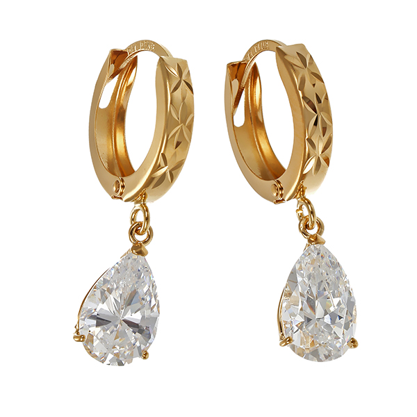 Creolen, 14K, Gelbgold, Zirkonia 