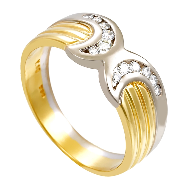 Diamantring, 18K, Gelb-/Weißgold, Brillanten 0,14 ct