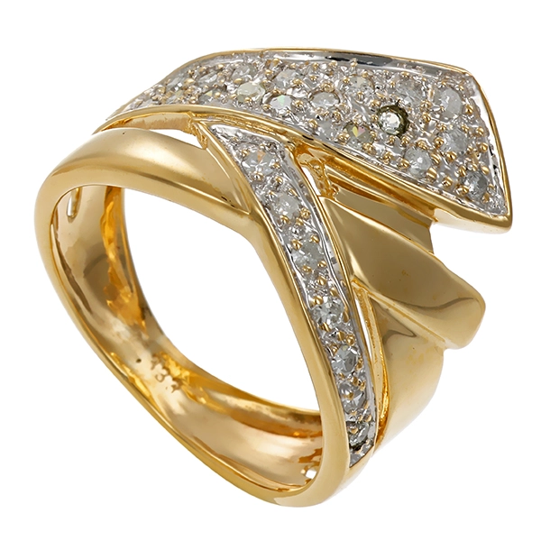 Ring, 8K, Gelb-/Weißgold, Diamanten