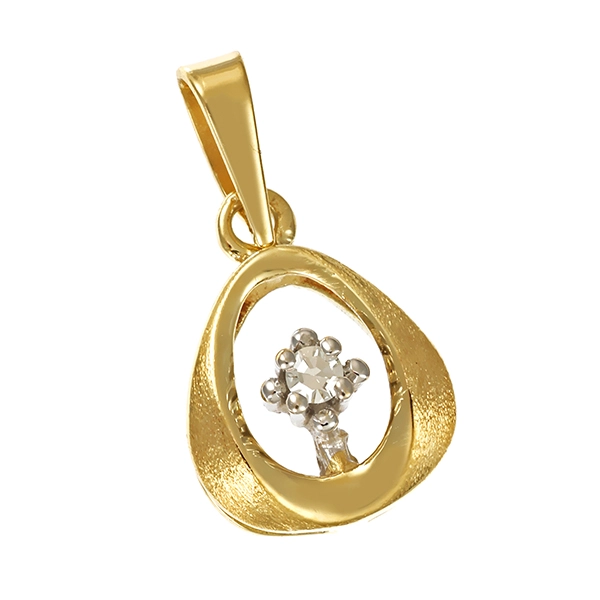 Anhänger, 14K, Gelb-/Weißgold, Diamant