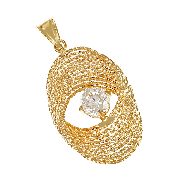 Anhänger, 14K, Gelbgold, Zirkonia