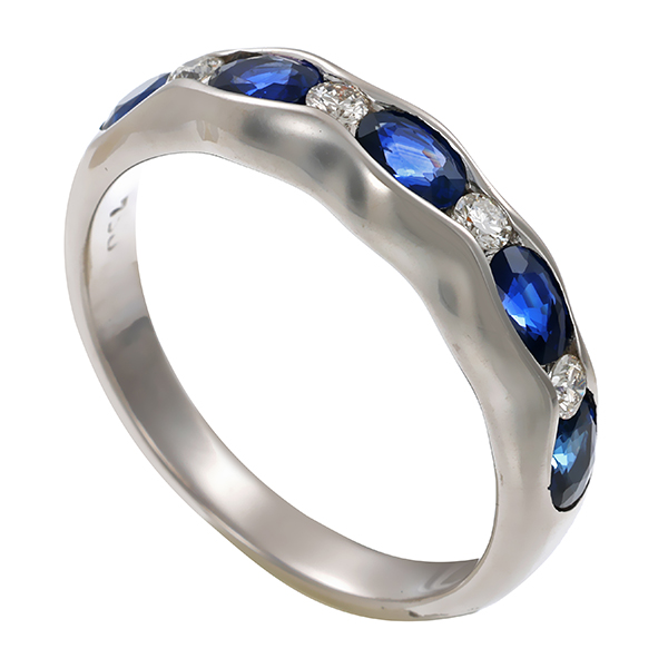 Ring, 18K, Weißgold, Brillant, Saphir