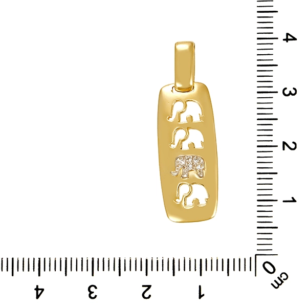 Anhänger, 18K, Gelbgold, Diamanten, Elefant